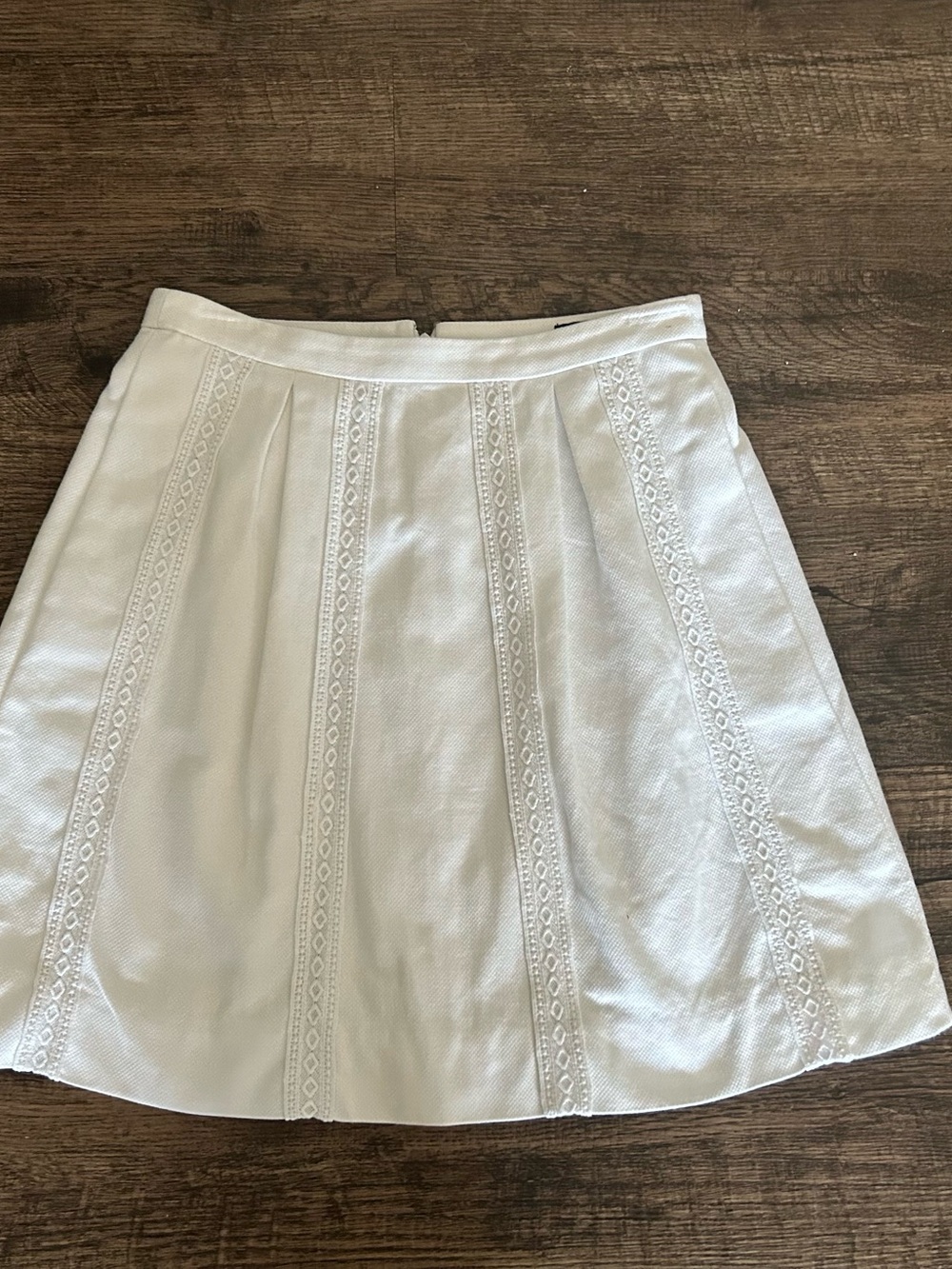 J. Crew White A-Line Skirt with Lace Panels